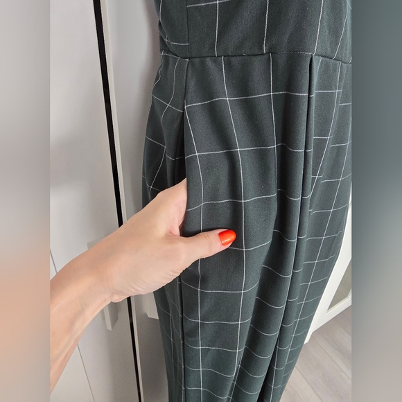 NWOT Rare Unique Vintage Windowpane Emerald Rochelle Plaid Suspender Pants - Picture 6 of 10